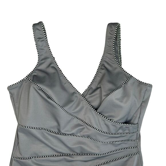 Miraclesuit Kirkland Womens 16 Gray Horizon One Piece Swimsuit - Picture 2 of 11